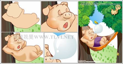 CorelDRAW绘制可爱的泡泡猪卡通插画,PS教程,图老师教程网