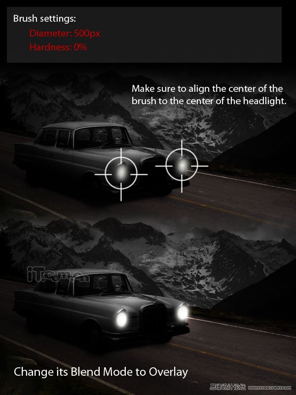 Photoshop合成黑夜中公路上行驶的汽车,PS教程,图老师教程网