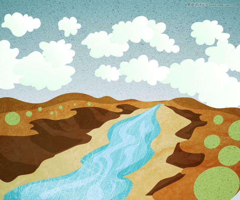 Illustrator绘制外景朴素的山谷小溪效果图,PS教程,图老师教程网
