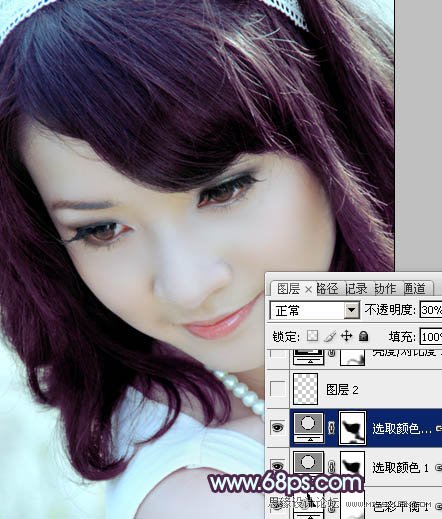 Photoshop调出美女头像朦胧紫色调,PS教程,图老师教程网