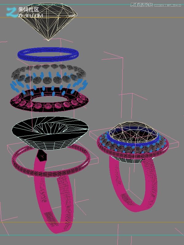 3Dmax制作创建非常精致的3D钻石戒指,PS教程,图老师教程网