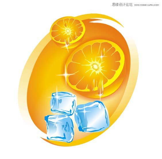 CorelDRAW绘制质感的橙子和冰块,PS教程,图老师教程网