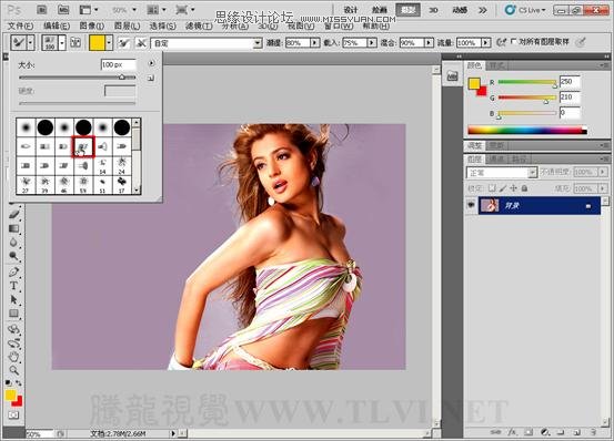 Photoshop CS5画笔工具：制作飘舞的金色丝带,PS教程,图老师教程网