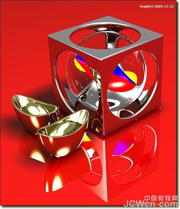 AutoCAD教程：不锈钢,玻璃,倒影的渲染技巧详解,PS教程,图老师教程网