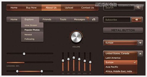 45个新鲜的Web和移动设备用户界面PSD素材,PS教程,图老师教程网