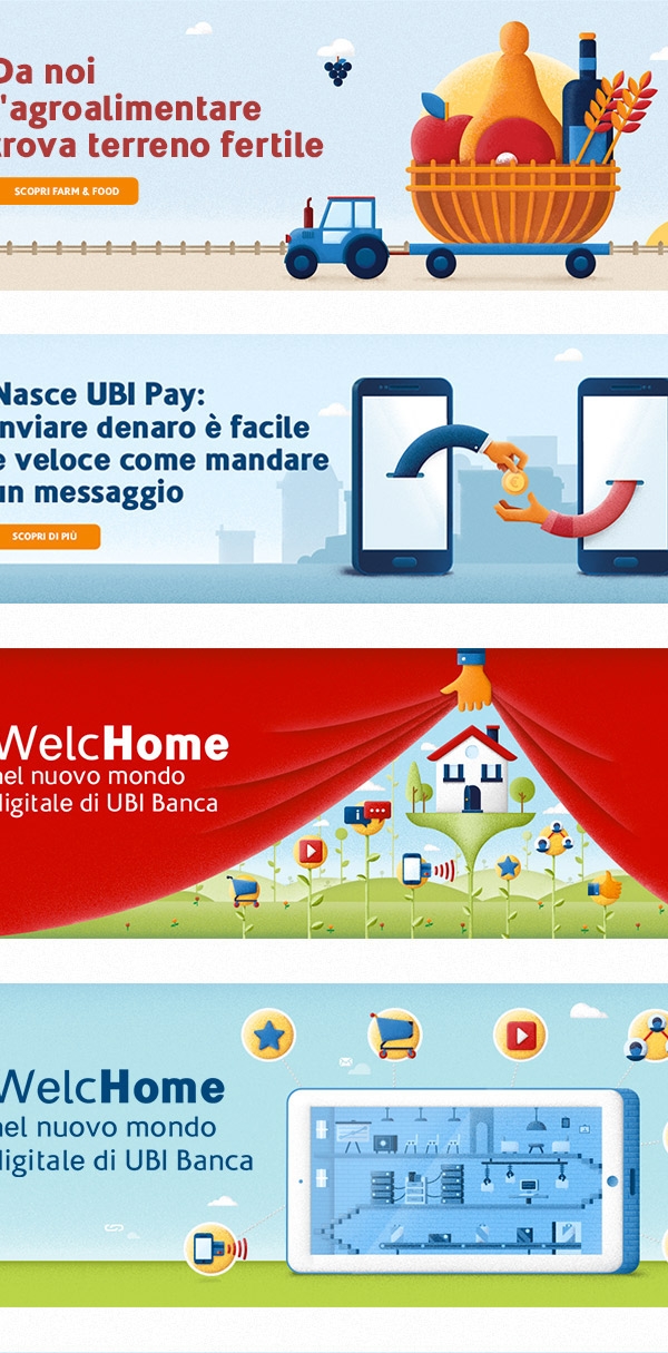国外网站UBI Banca插图式网页设计