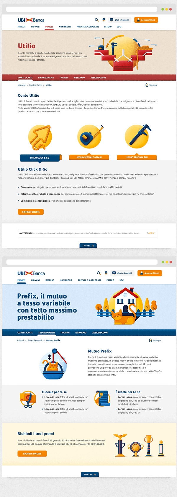 国外网站UBI Banca插图式网页设计