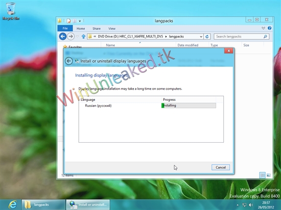 Windows 8 RP版语言包安装截图曝光