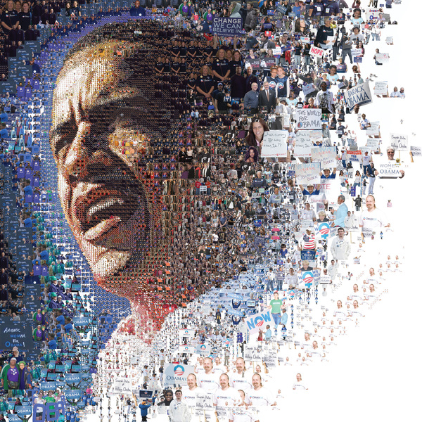 奥巴马广告宣传马赛克艺术插图