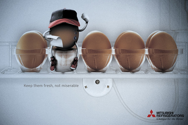 广告海报-三菱冰箱创意广告作品