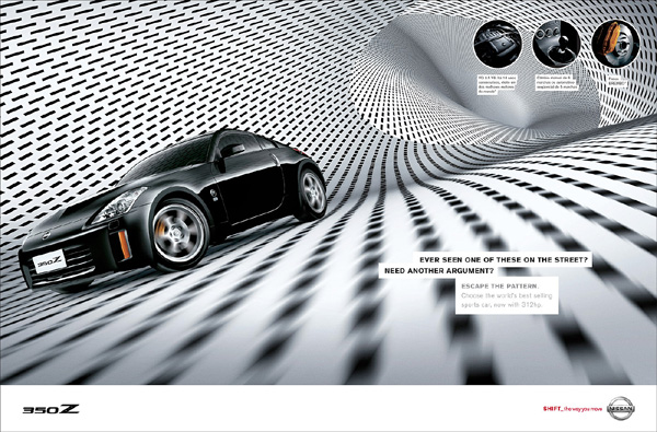 广告海报-尼桑汽车几何空间系列超炫设计