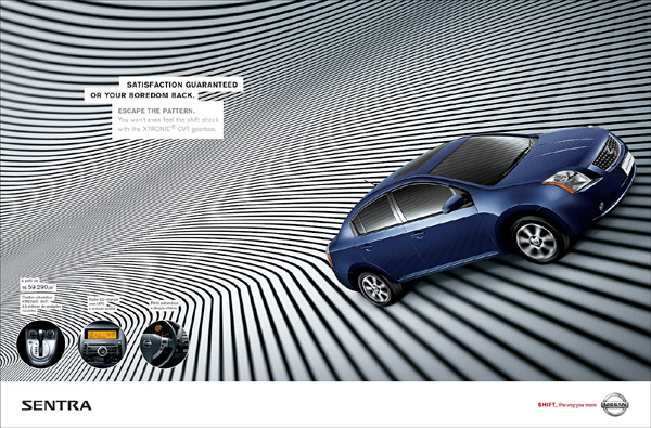 广告海报-尼桑汽车几何空间系列超炫设计