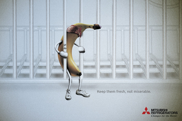 广告海报-三菱冰箱创意广告作品