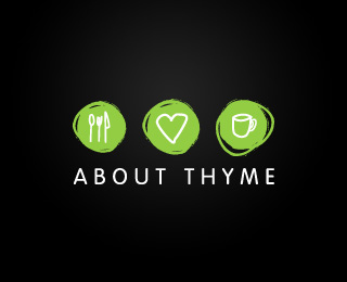 14. About Thyme 干净利落的线条和形状，是Logo设计的固有套路。不过，本作品似乎摆脱了这样的条条框框：粗糙的手绘图案，给人以一种亲和力，也给体现了品牌所有者作为调味品公司的价值。