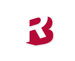 2. Ryan-Biggs 负空间的运动使得这幅Logo有一种奇幻的效果，完全考验你的空间想象力！B和R两个字母代表了这个品牌，微微的倾斜让整个设计看起来更有深度和立体感。色彩搭配极为简单—红色，赋予了Logo更广的使用范围。