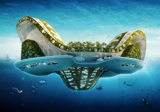 园林建筑-漂浮在水面上的城市-科技设计理念