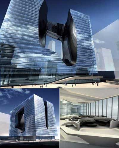 这栋建筑是由英国建筑师扎哈迪德花费2.35亿英镑设计的。它就位于Burj Dubai的旁边。 计划于2010年完成。