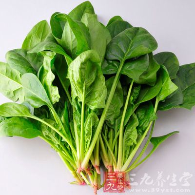 菠菜中所含微量元素物质，能促进人体新陈代谢