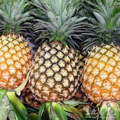 菠萝含有一种叫菠萝朊酶的物质，它能分解蛋白质，溶解阻塞于组织中的纤维蛋白和血凝块