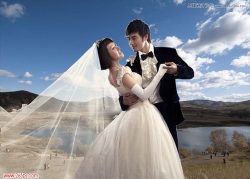 Photoshop通道工具给婚纱照片抠图 图老师
