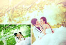 Photoshop给池塘边的情侣婚纱照加上唯美的淡黄色 图老师教程