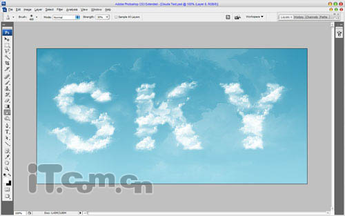 PS打造天空中的云彩文字效果