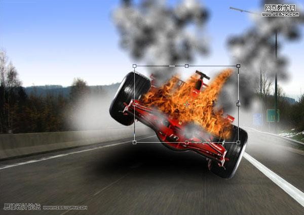 Photoshop合成着火的疯狂赛车,PS教程,图老师教程网