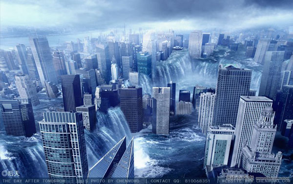Photoshop合成被海啸淹没的城市 图老师