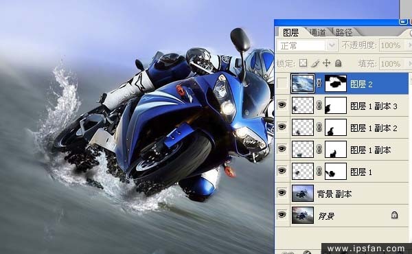 photoshop照片合成教程-酷炫水中行驶摩托