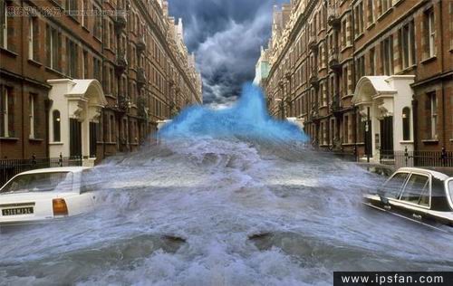 photoshop照片合成教程-洪水来袭