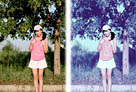 Photoshop给外景美女照片加上流行的韩系粉蓝色教程 图老师教程