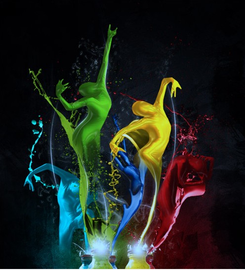 多彩抽象的油漆液态舞者Photoshop合成教程 图老师教程