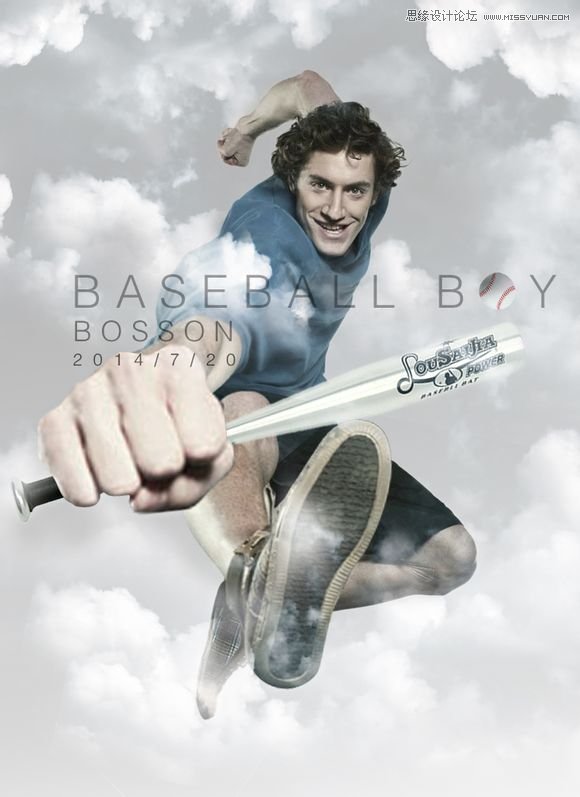 Photoshop合成局部夸张的棒球海报效果图 图老师