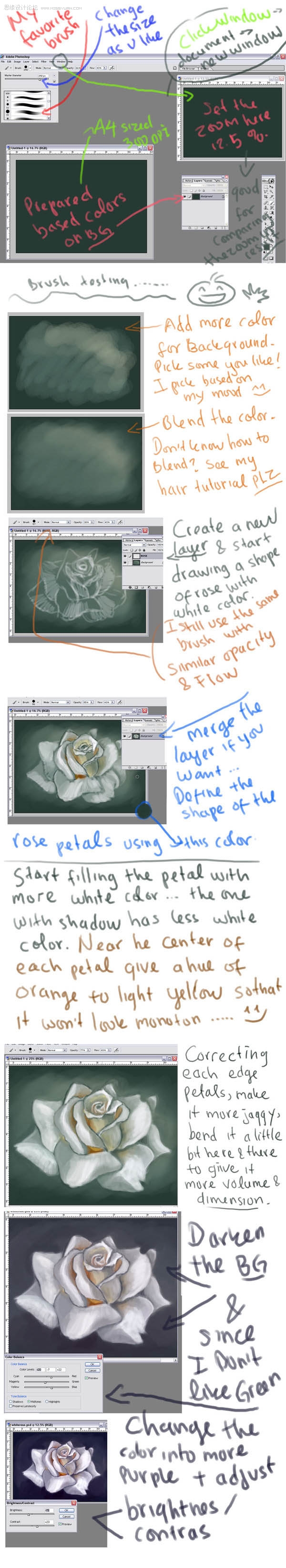 Photoshop绘制白玫瑰插画教程,PS教程,图老师教程网