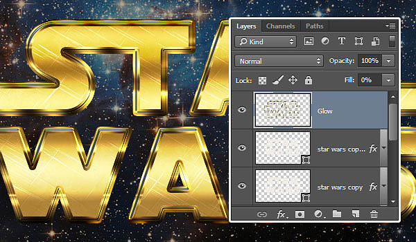 Photoshop制作大气的金色星战标题立体字教程