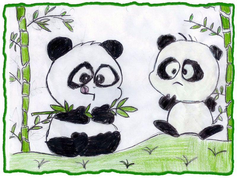 大熊猫吃柱叶