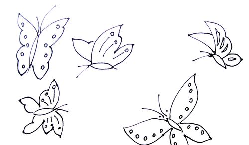  教你画五只小蝴蝶的简笔画教程