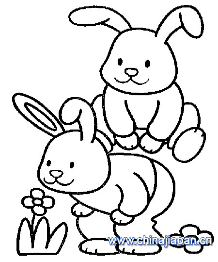  教你画两只小兔子的简笔画教程