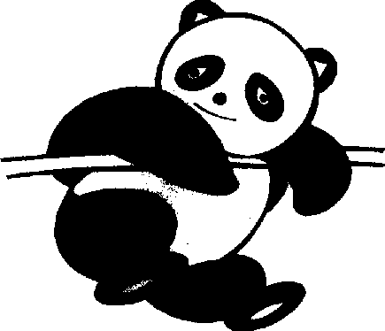 攀在竹子上的大熊猫