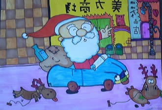 圣诞老人坐小汽车了