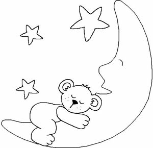 小熊维尼简笔画图片-小熊在月亮上面