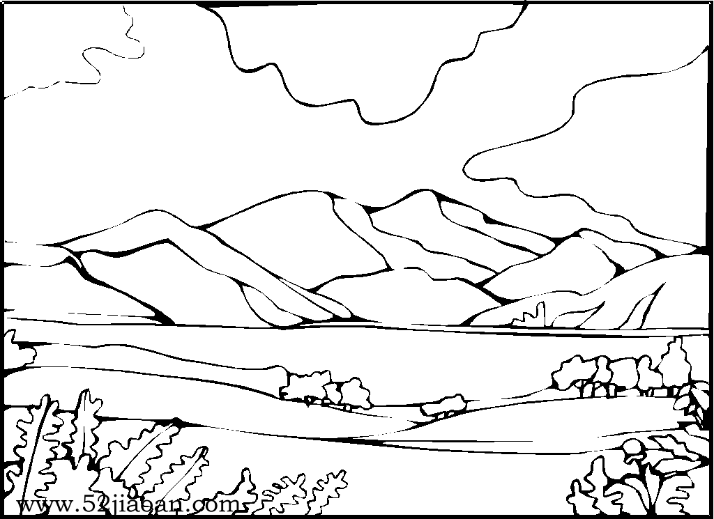  山水风景简笔画-美丽的黄山