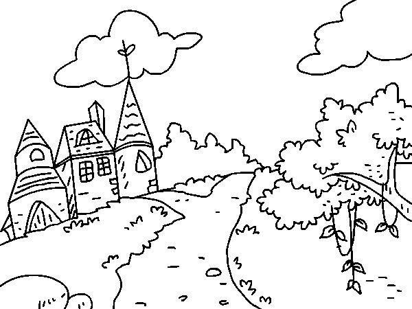  儿童简笔画风景图片-神奇的城堡