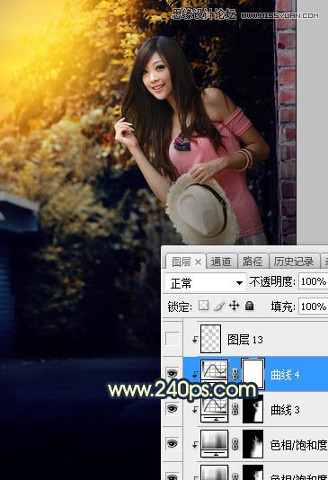 Photoshop调出美女人像唯美的夕阳美景效果,PS教程,素材中国网