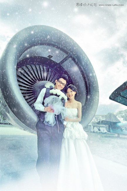 Photoshop调出婚纱照片梦幻雪景效果,PS教程,图老师教程网
