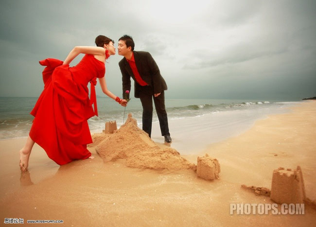 Photoshop调出唯美的海景婚片   图老师