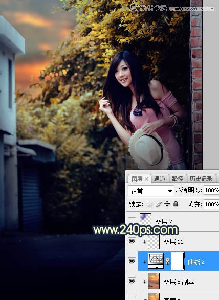 Photoshop调出美女人像唯美的夕阳美景效果,PS教程,素材中国网