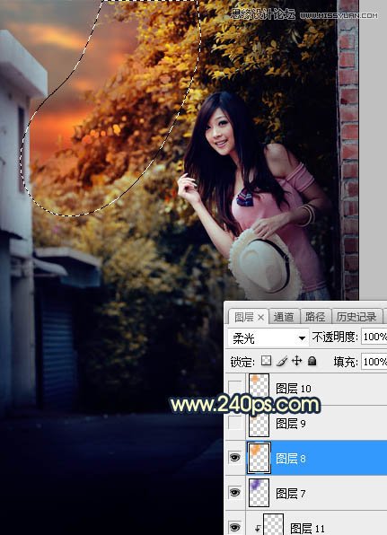 Photoshop调出美女人像唯美的夕阳美景效果,PS教程,素材中国网