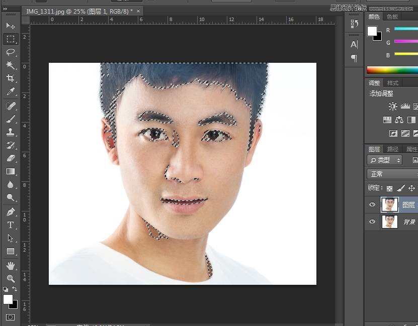Photoshop快速给人像证件照照片进行肤色美化,PS教程,素材中国网