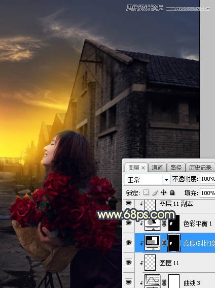Photoshop给外景人像照片添加黄昏美景效果,PS教程,素材中国网